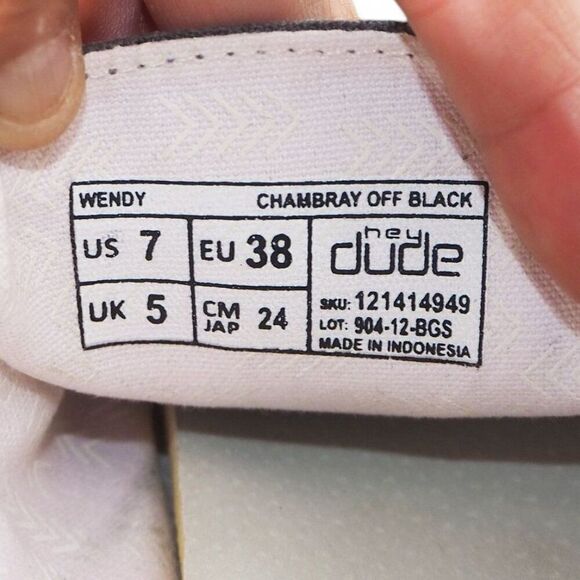 Hey Dude Wendy Casual Slip-on Loafers "Chambray Off Black" 121414949 Women's 7 - Picture 10 of 11